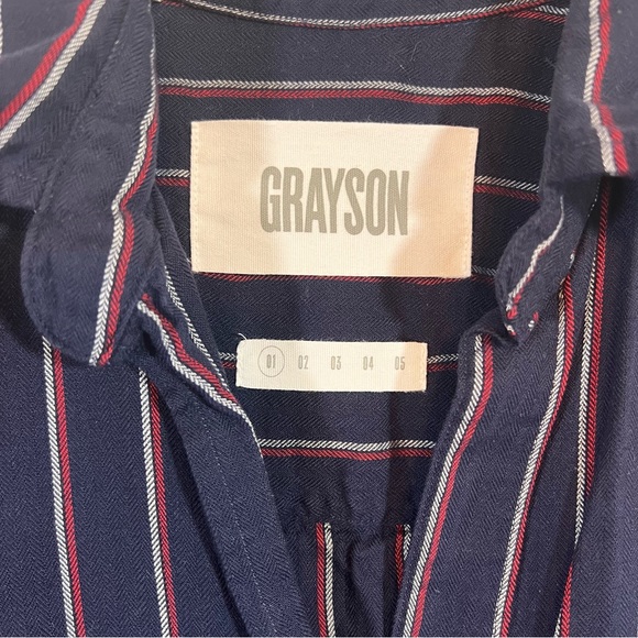 GRAYSON the Hero navy striped button down shirt - Picture 6 of 9